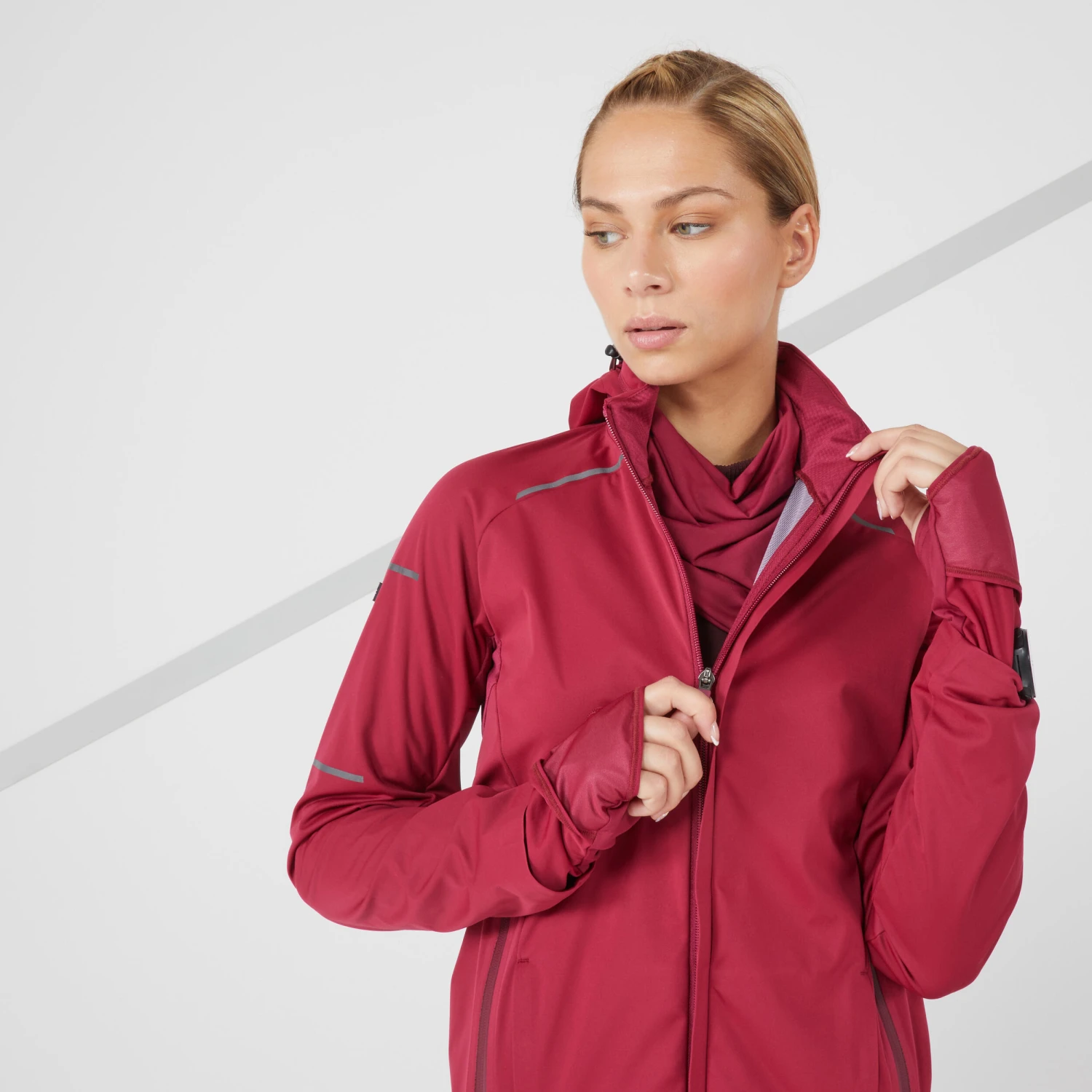 KIPRUN WARM REGUL WOMEN'S RUNNING JACKET BURGUNDY - Image 6