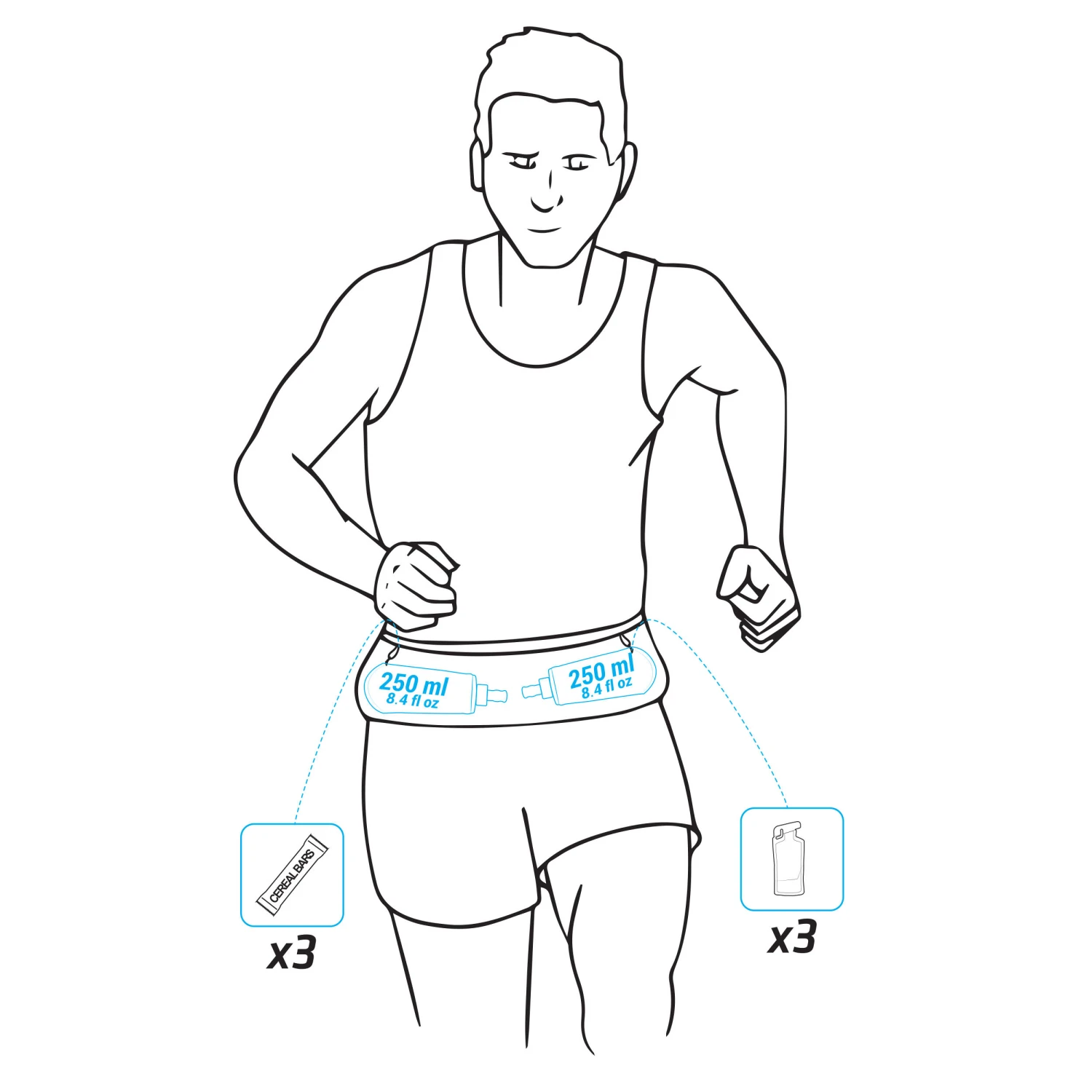 HYDRATION FLASK-CARRYING RUNNING BELT - BLACK - Image 6