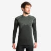 MEN'S LONG-SLEEVED SEAMLESS COMFORTABLE TRAIL RUNNING T-SHIRT - BLACK KHAKI
