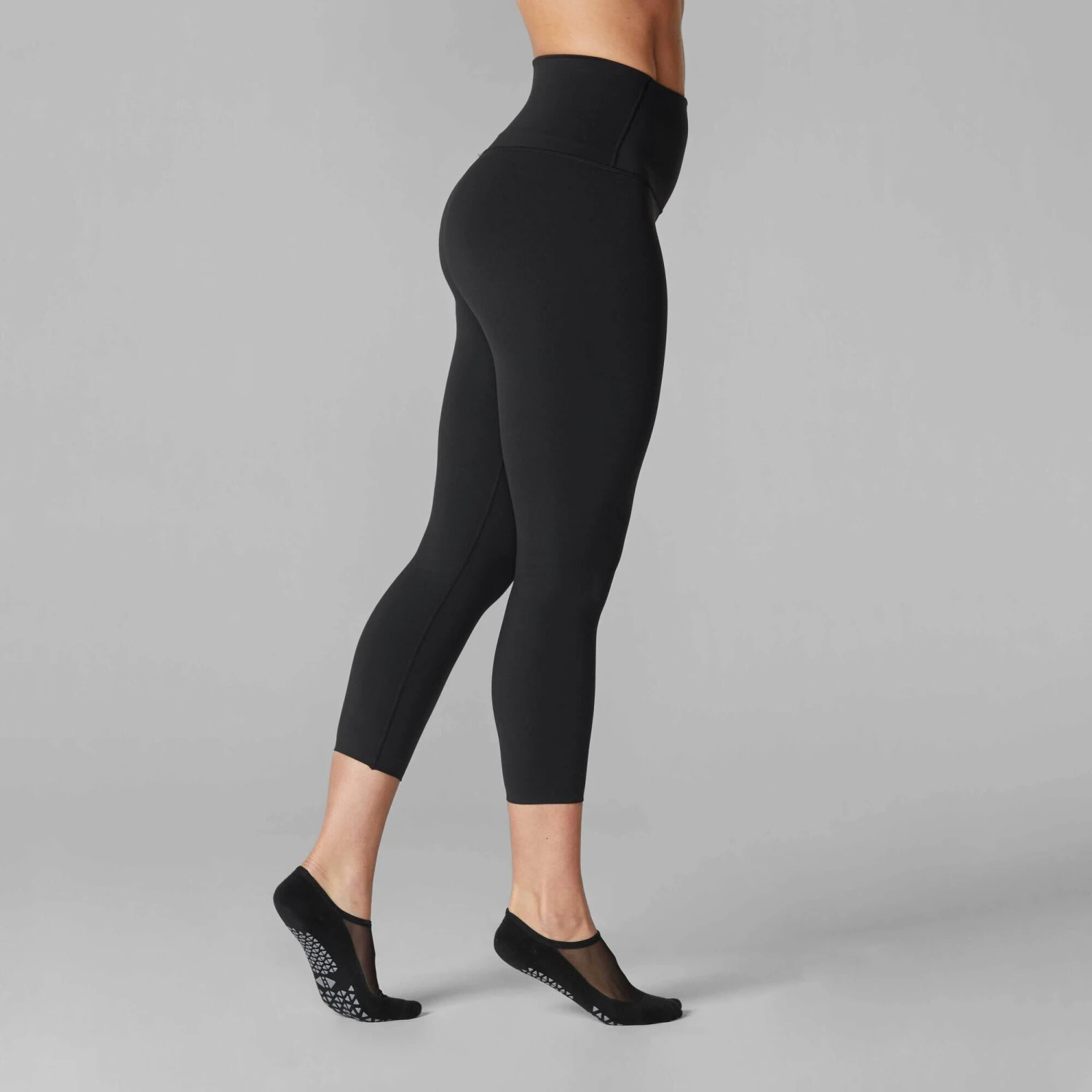Fitness-Mad Womens/Ladies Cropped High Waist Leggings (Black) - Image 3