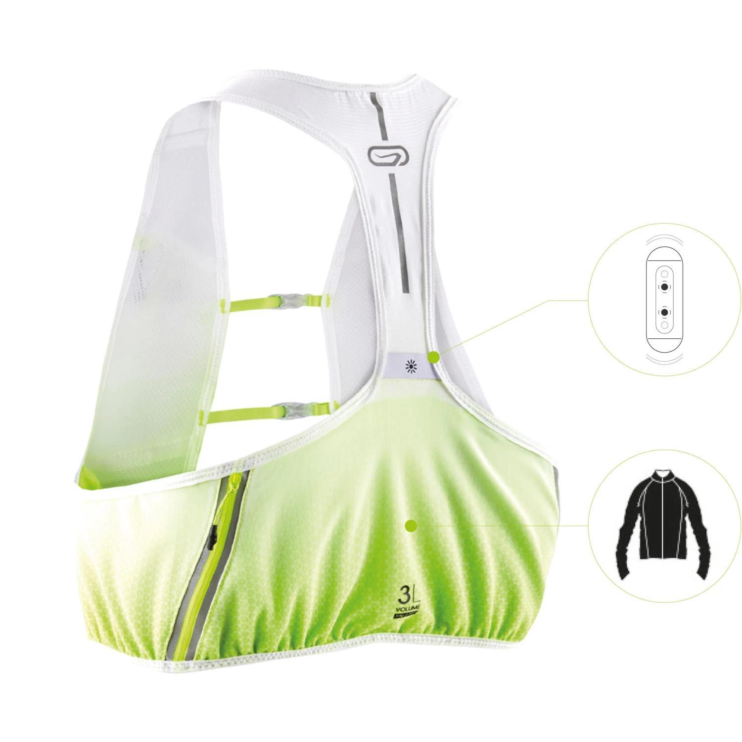 RUNNING GILET BACKPACK MARATHON - WHITE/YELLOW - Image 6