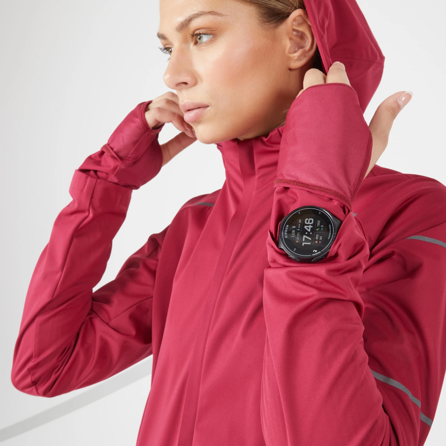 KIPRUN WARM REGUL WOMEN'S RUNNING JACKET BURGUNDY - Image 5